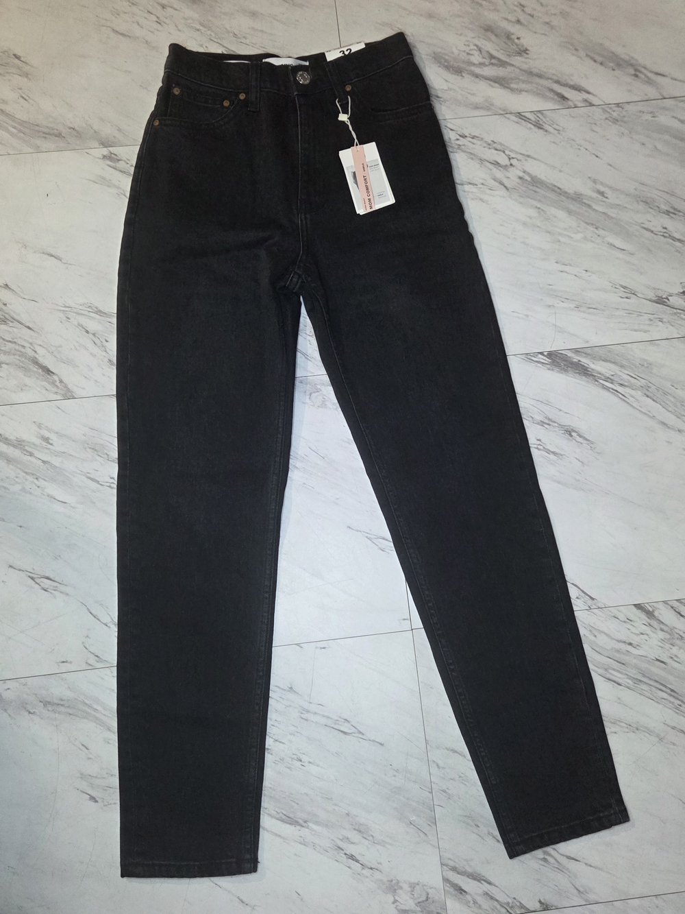 MNG Denim Women’s High-Rise Black Straight Jeans Size 32